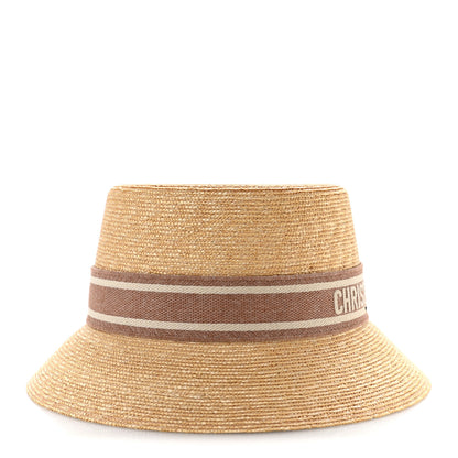 Christian Dior Straw Embroidered D-Bobby Large Brim Hat 57 Rose 5 of 9