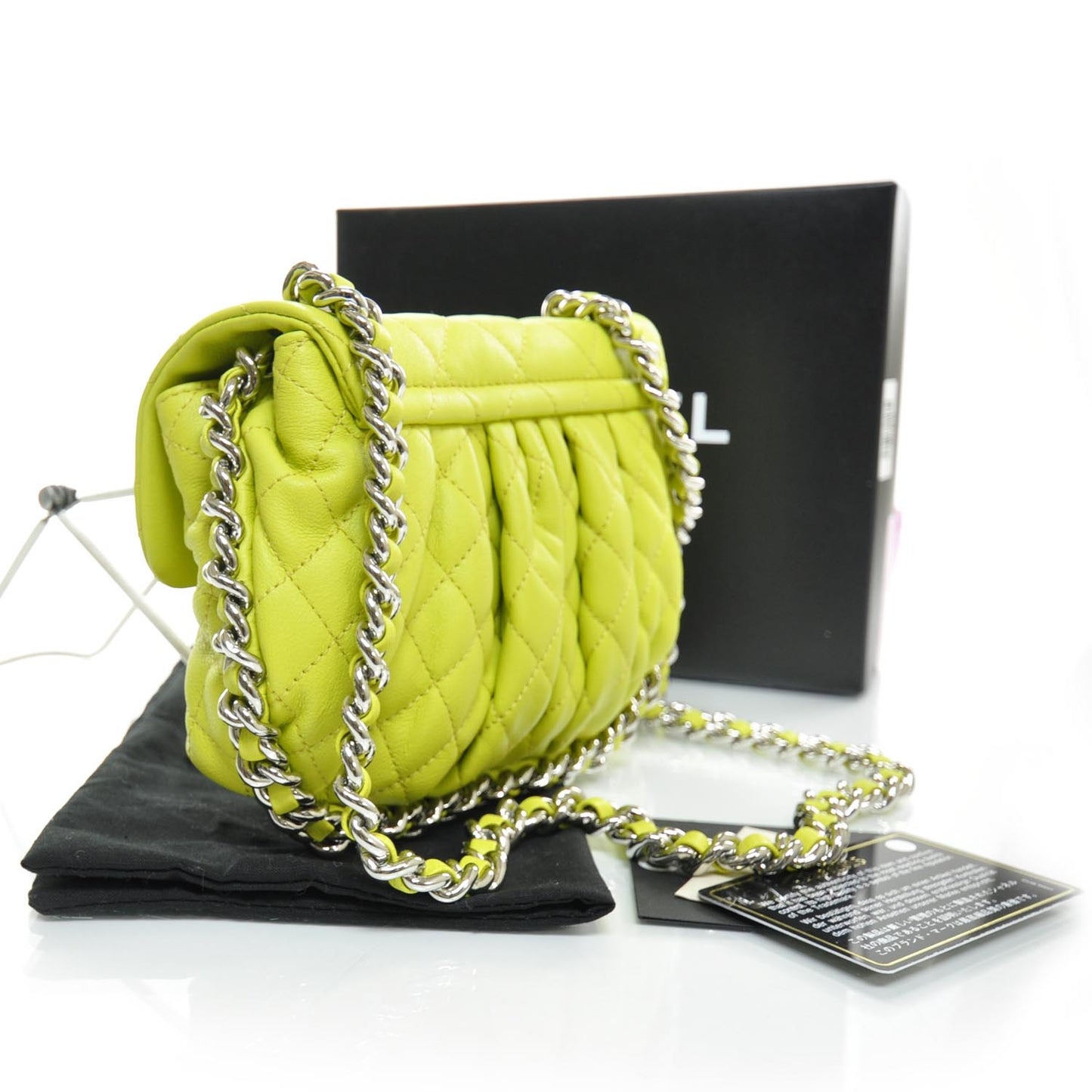 Washed Lambskin Mini Chain Around Messenger Neon Yellow 12C NEW SOLD OUT