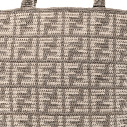 Fendi Cashmere Knit FF Large Shopper Tote Tortora 8 of 10