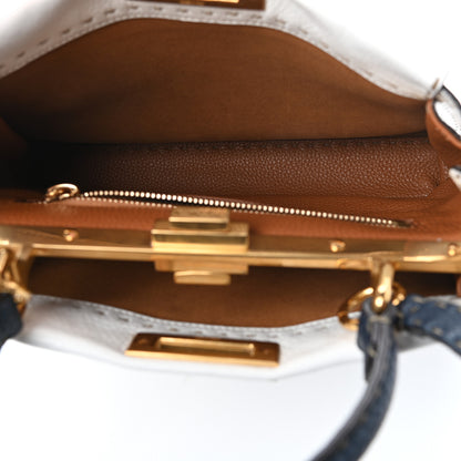 Fendi Cuoio Romano Selleria Tri-color Medium Peekaboo Iconic Satchel White Indaco Saddler 5 of 9