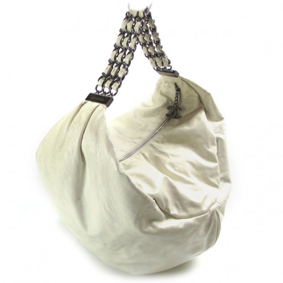 Chanel Lambskin Large Rock and Chain Hobo White 3 of 12