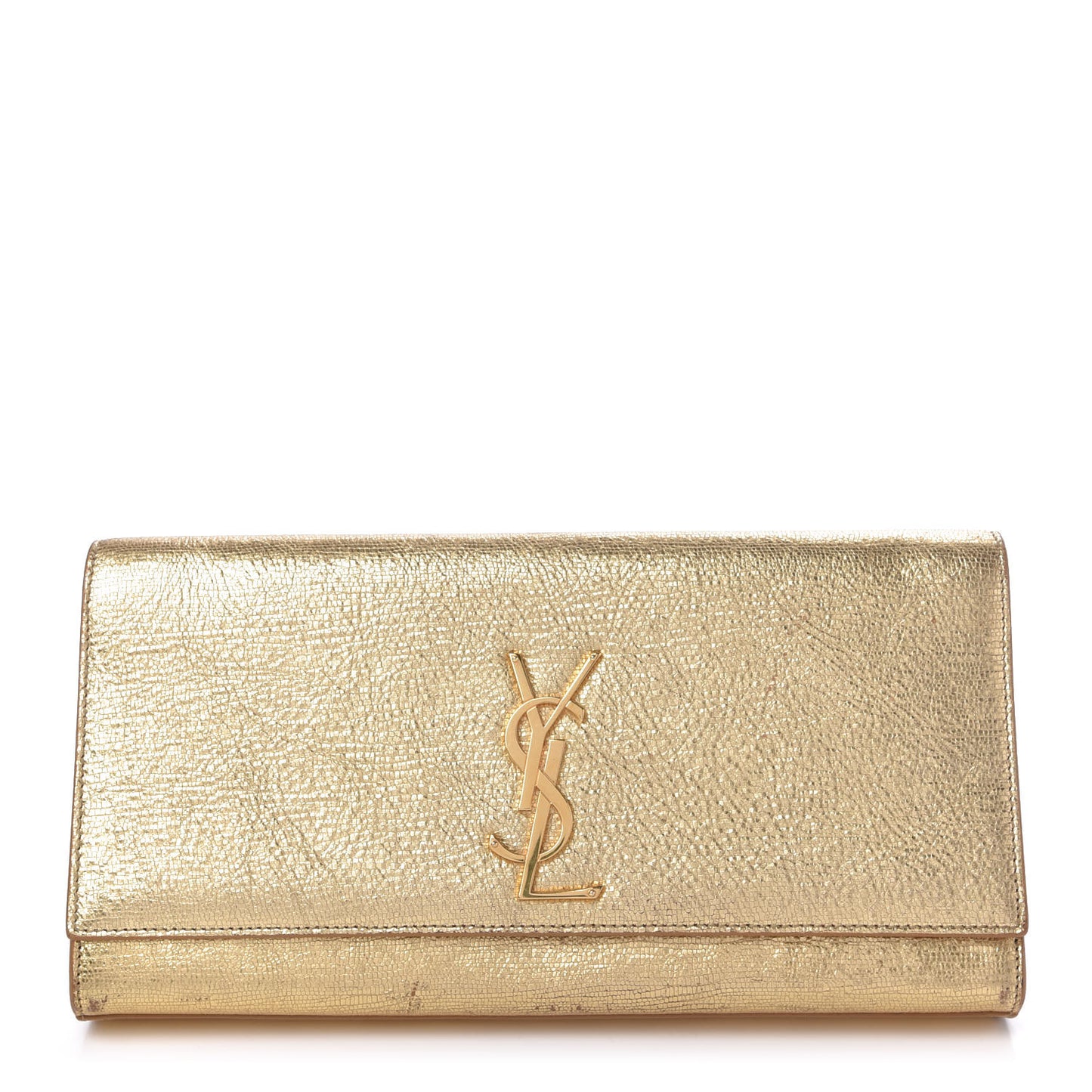 Metallic Textured Calfskin Monogram Cassandre Clutch Gold
