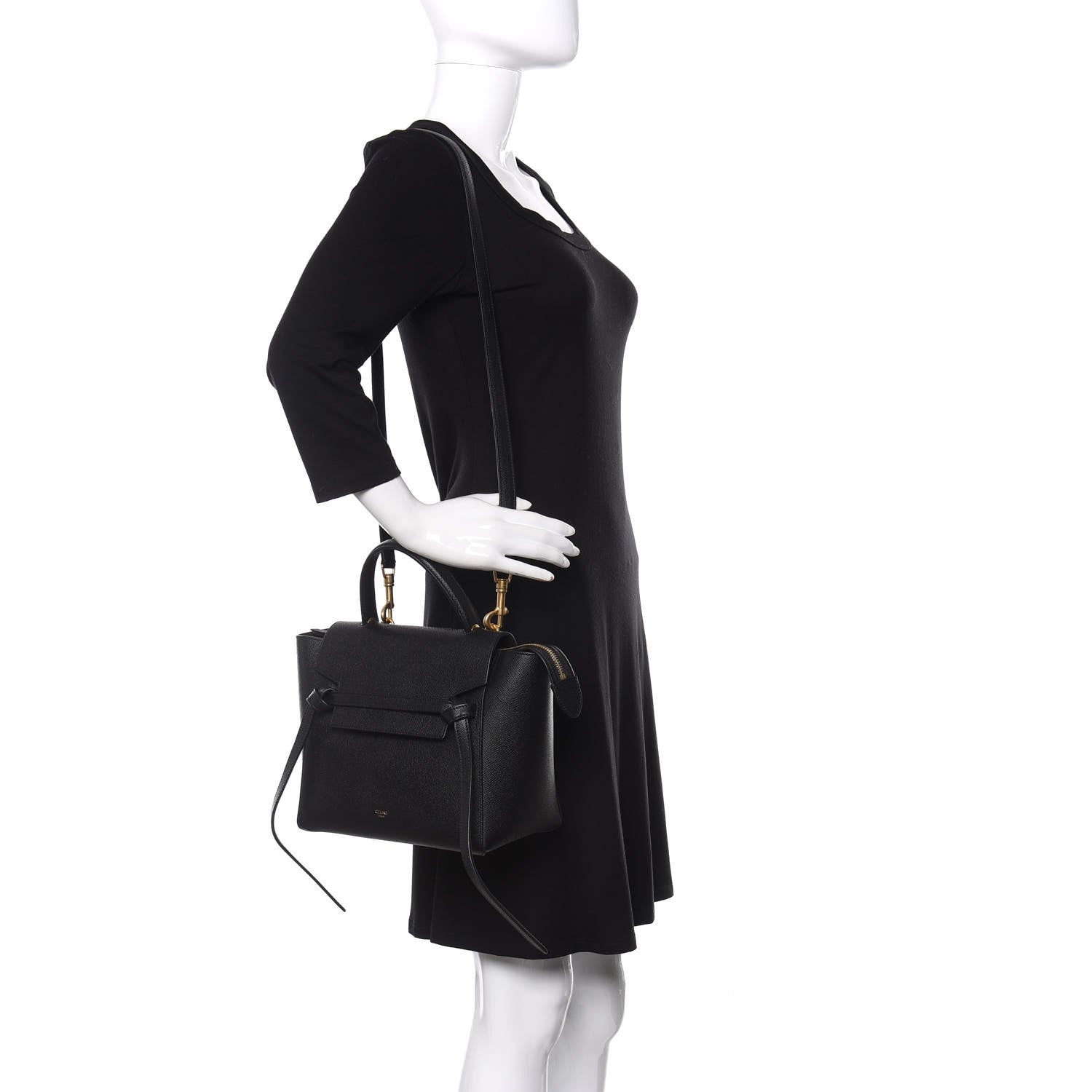 Celine Grained Calfskin Micro Belt Bag Black 2 of 9