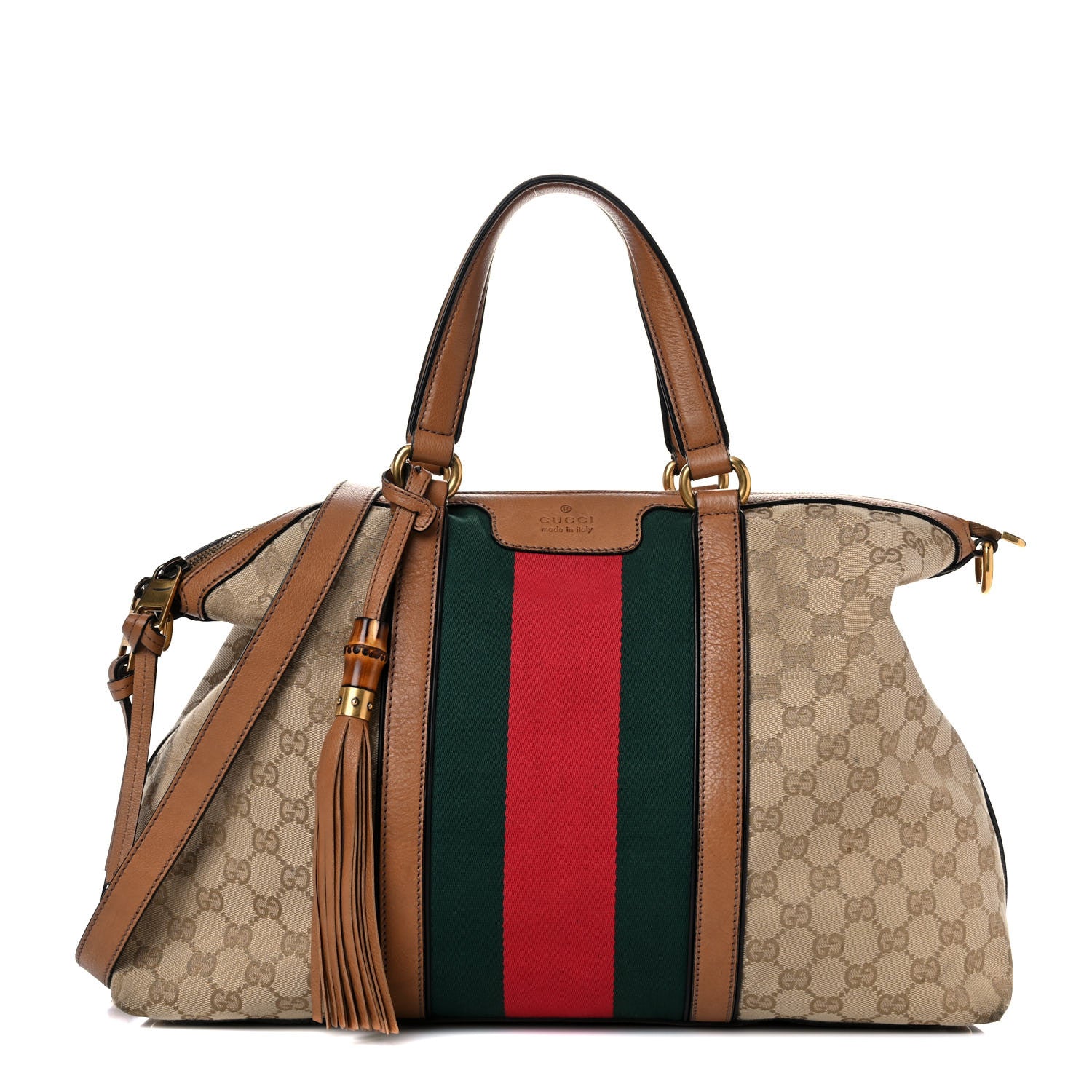 Gucci Monogram Web Medium Rania Top Handle Bag Sand 1 of 30