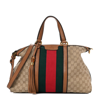 Gucci Monogram Web Medium Rania Top Handle Bag Sand 1 of 30