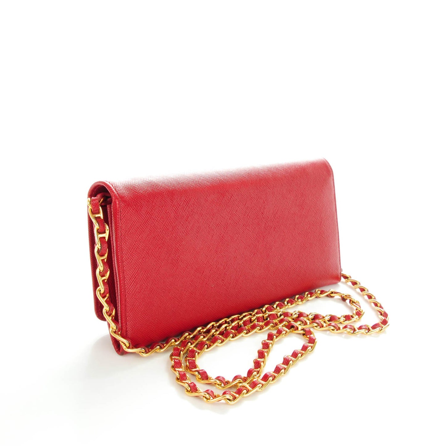 Saffiano Metal Oro Chain Wallet Cherry
