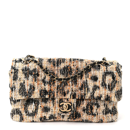 Chanel Tweed Mixed Fibers Leopard Print Small Souplissimo Maxi Flap Brown Black White 1 of 11