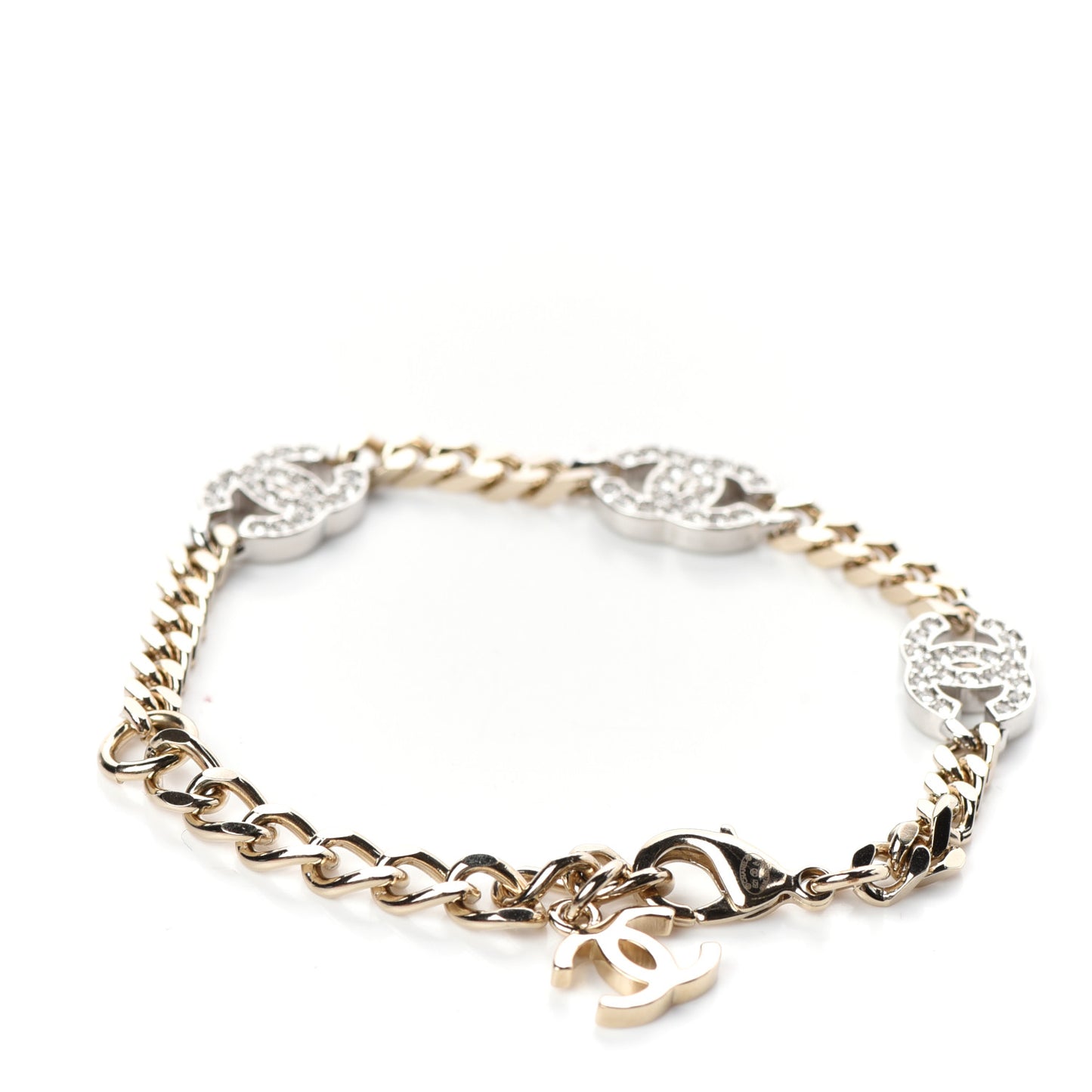 Crystal CC Chain Link Bracelet Gold