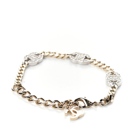 Chanel Crystal CC Chain Link Bracelet Gold 3 of 4