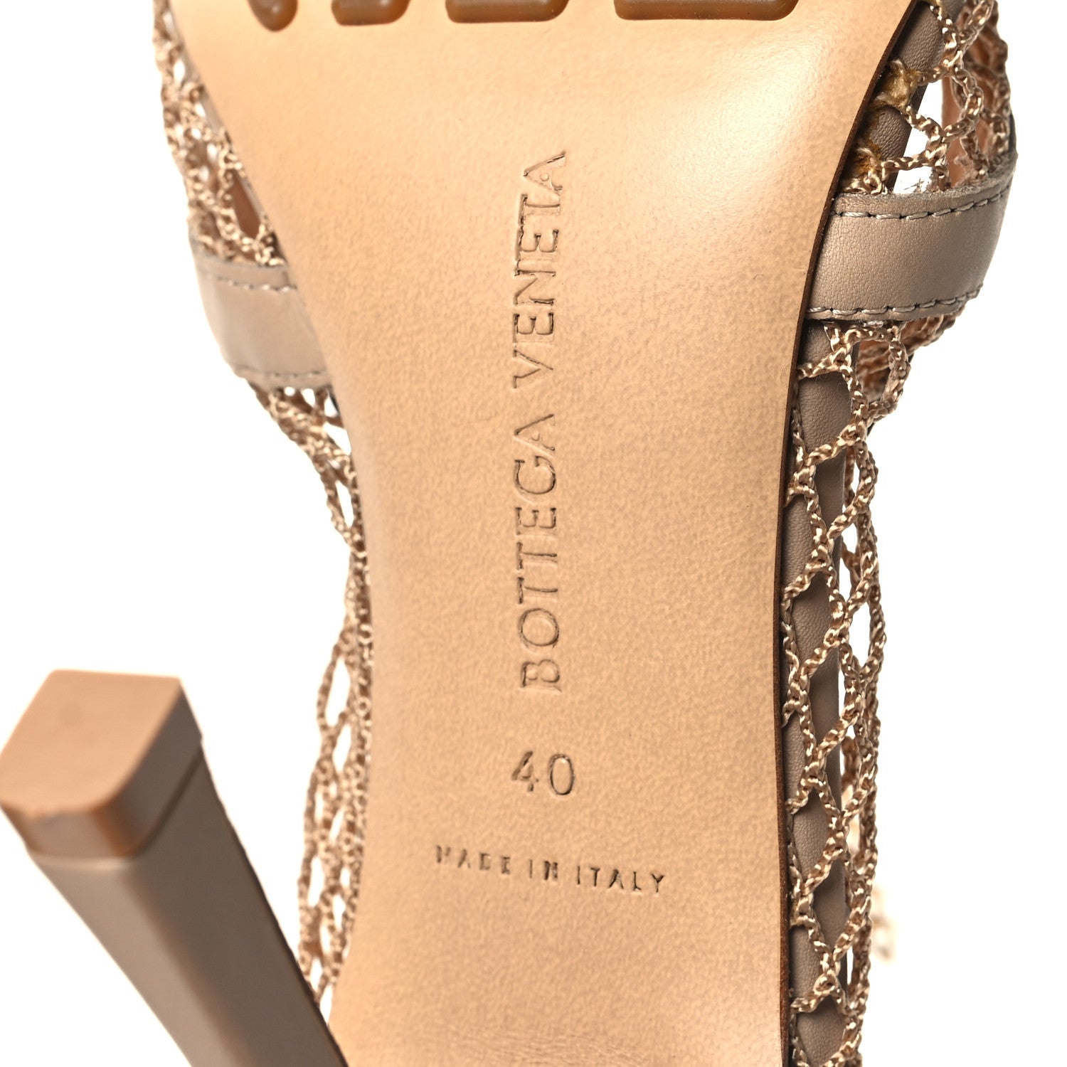 Bottega Veneta Mesh Calfskin Chain Stretch Pumps 40 Beige 6 of 7