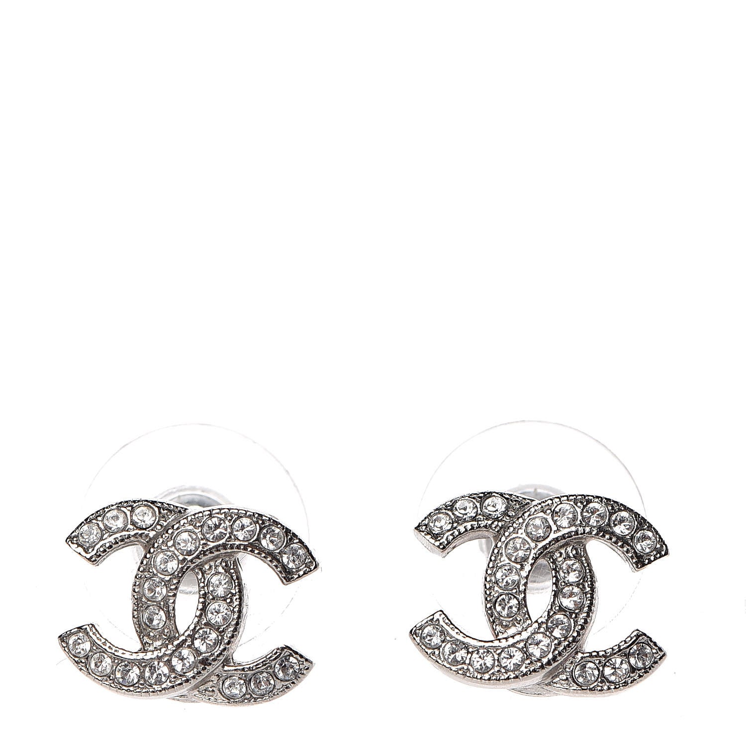 Chanel Crystal Mini Timeless CC Earrings Silver 1 of 4