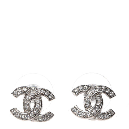 Chanel Crystal Mini Timeless CC Earrings Silver 1 of 4