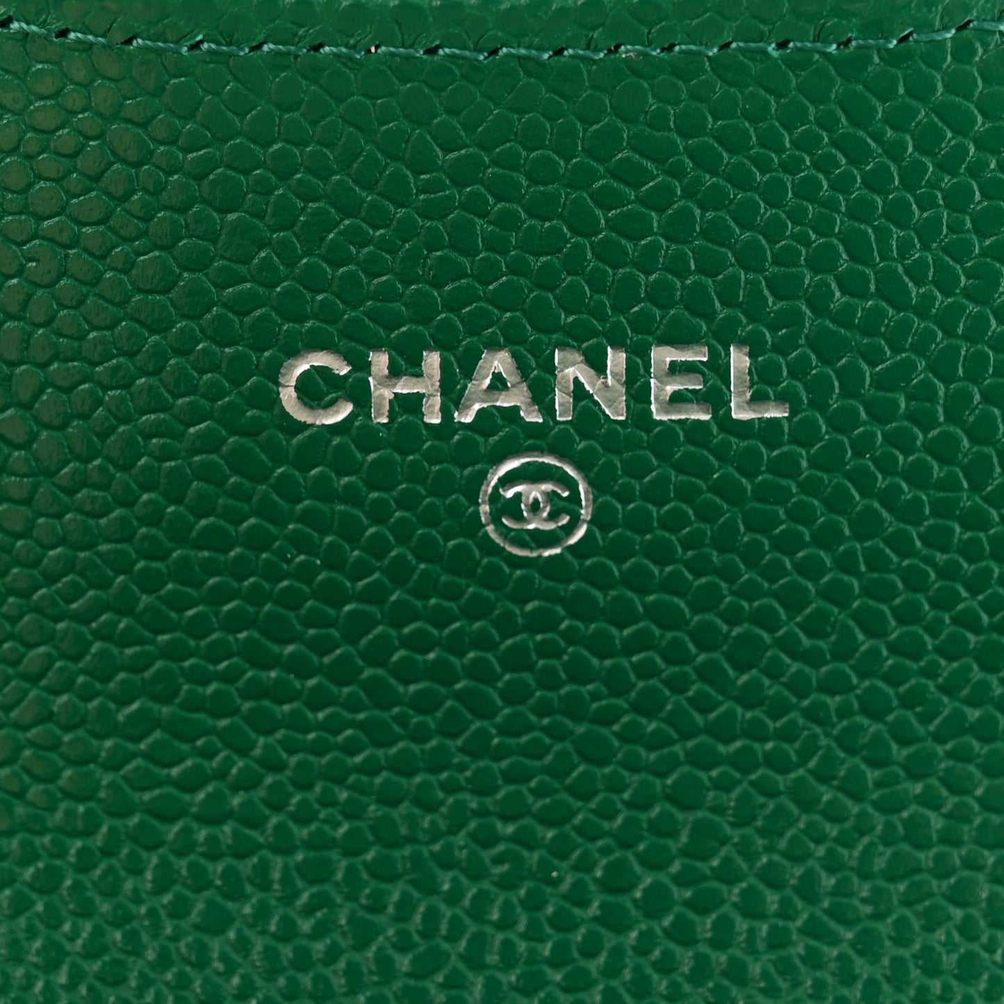 Caviar Quilted Flap Card Holder Wallet Green