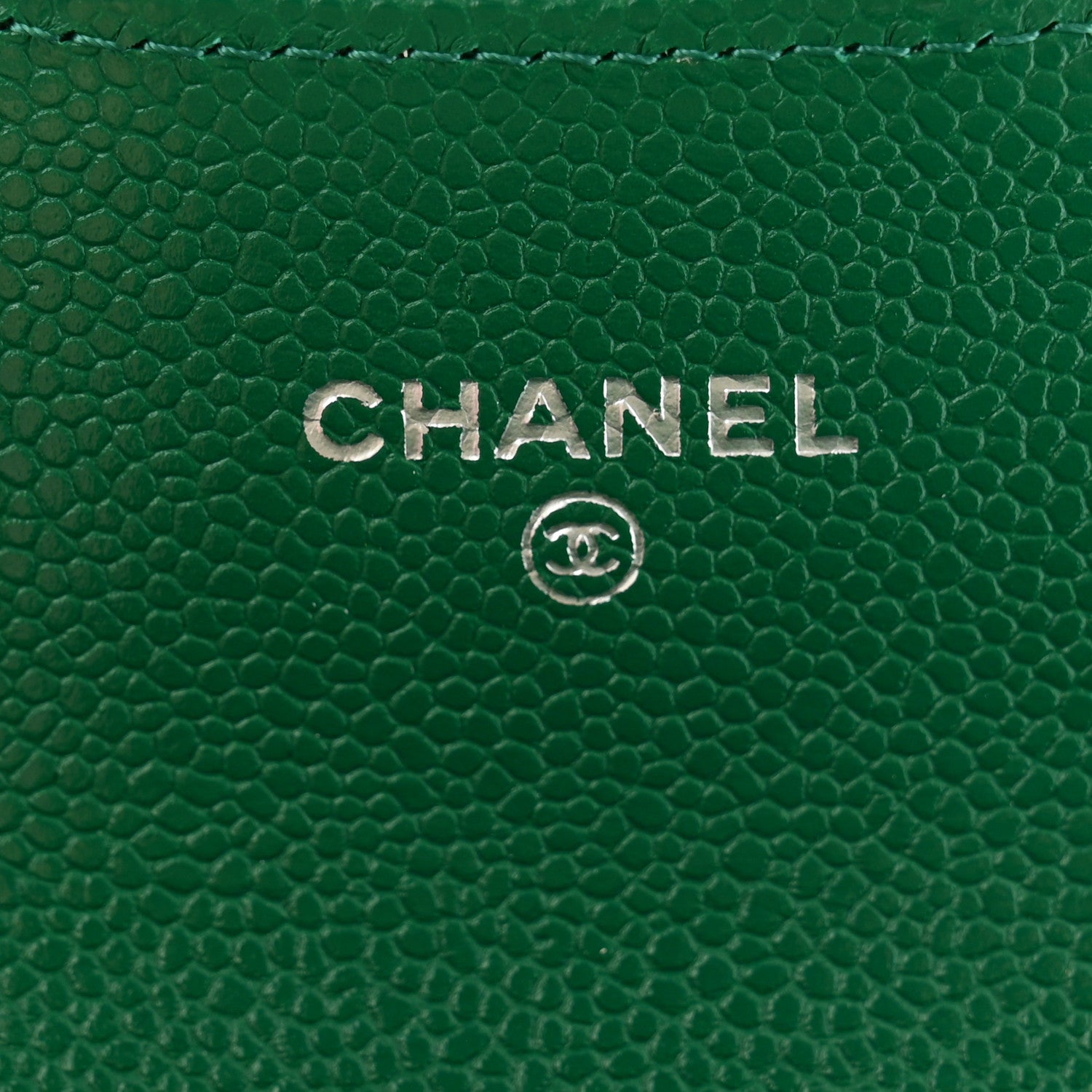 Chanel Caviar Quilted Flap Card Holder Wallet Green 7 of 9