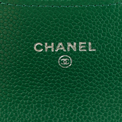 Chanel Caviar Quilted Flap Card Holder Wallet Green 7 of 9