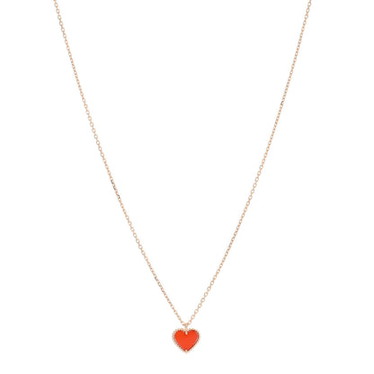 Van Cleef & Arpels 18K Rose Gold Carnelian Sweet Alhambra Heart Pendant Necklace 1 of 5