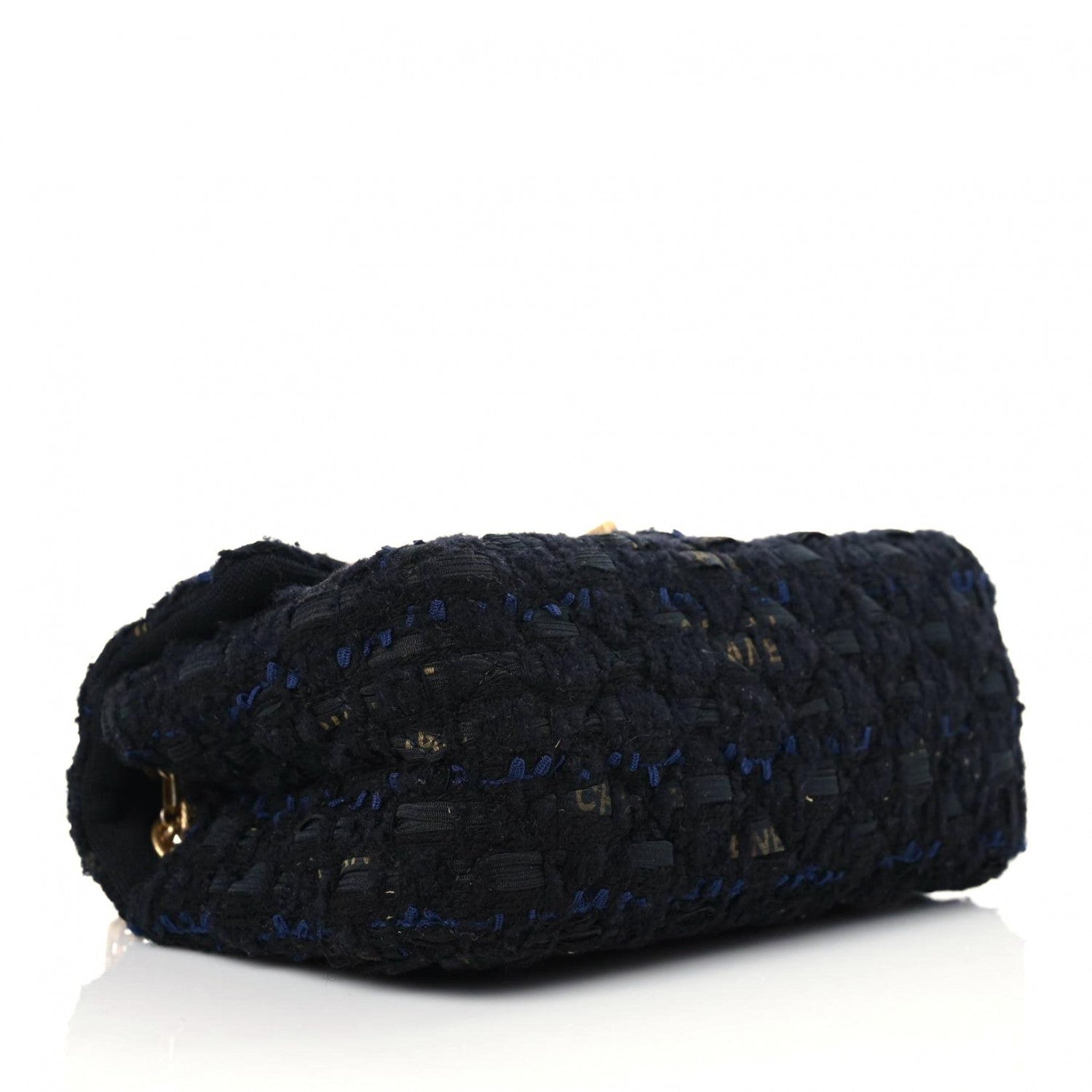 Chanel Tweed Quilted Mini 2.55 Reissue Flap Black Gold Navy 4 of 10