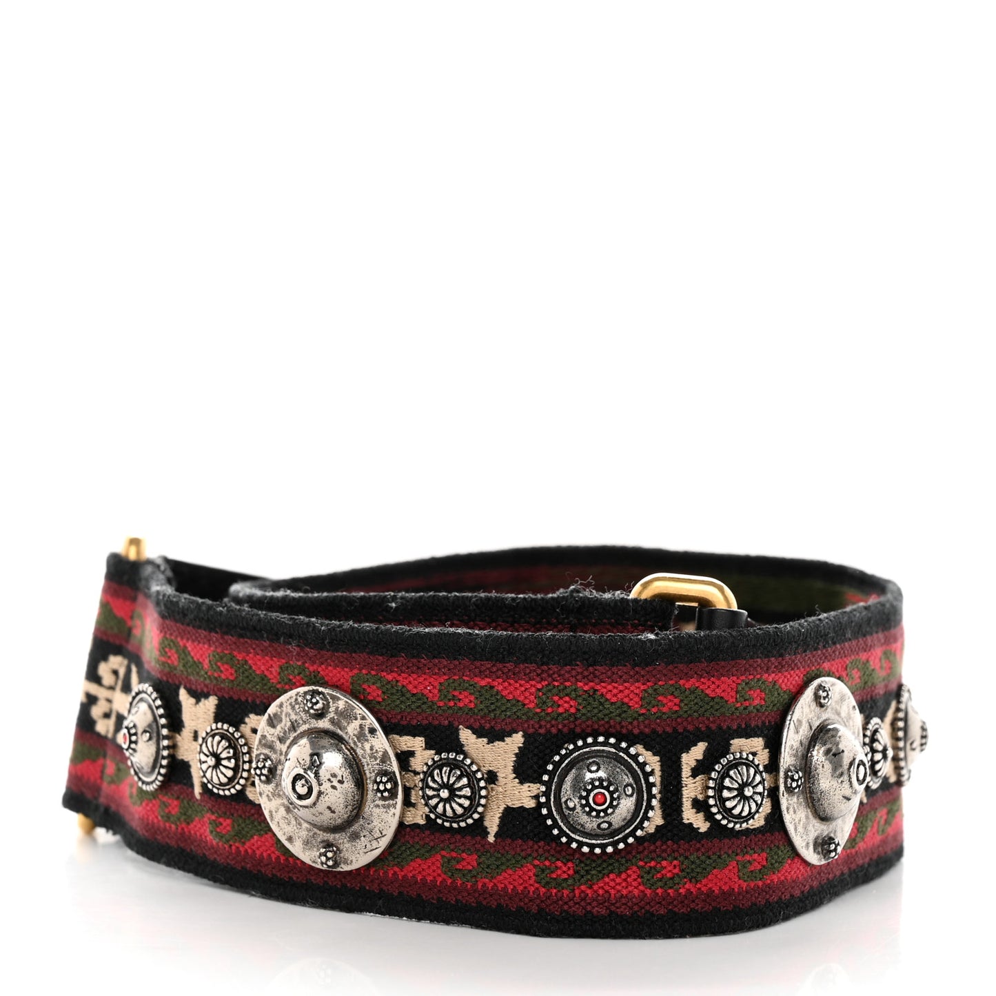 Canvas Embroidered Studded Bohemian Shoulder Strap Red