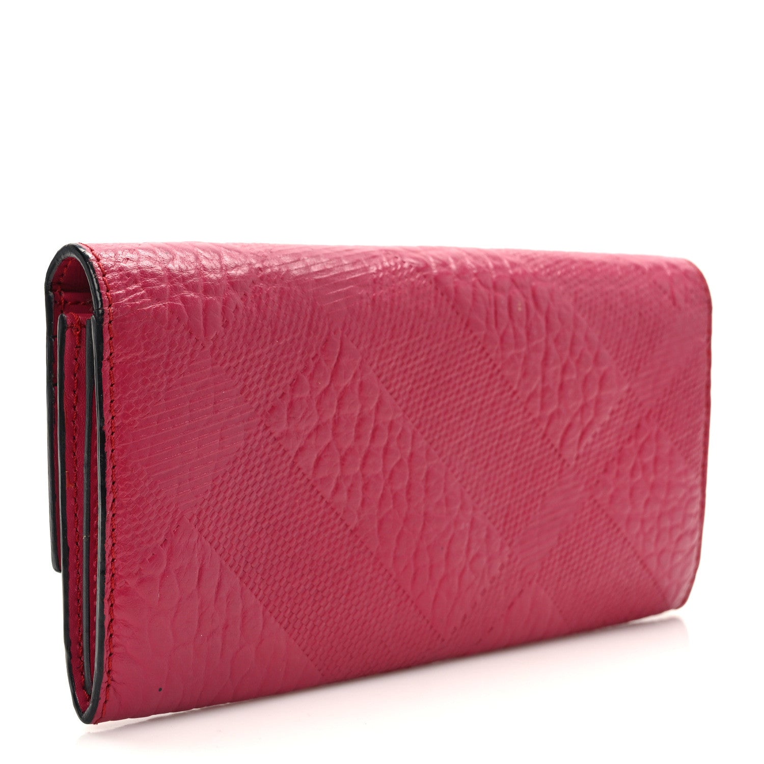 Burberry Signature Grain Calfskin Check Embossed Porter Continental Wallet Dark Plum 3 of 8