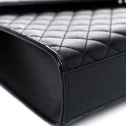 Saint Laurent Grain De Poudre Textured Mixed Matelasse Large Triquilt Monogram Satchel Black 8 of 12