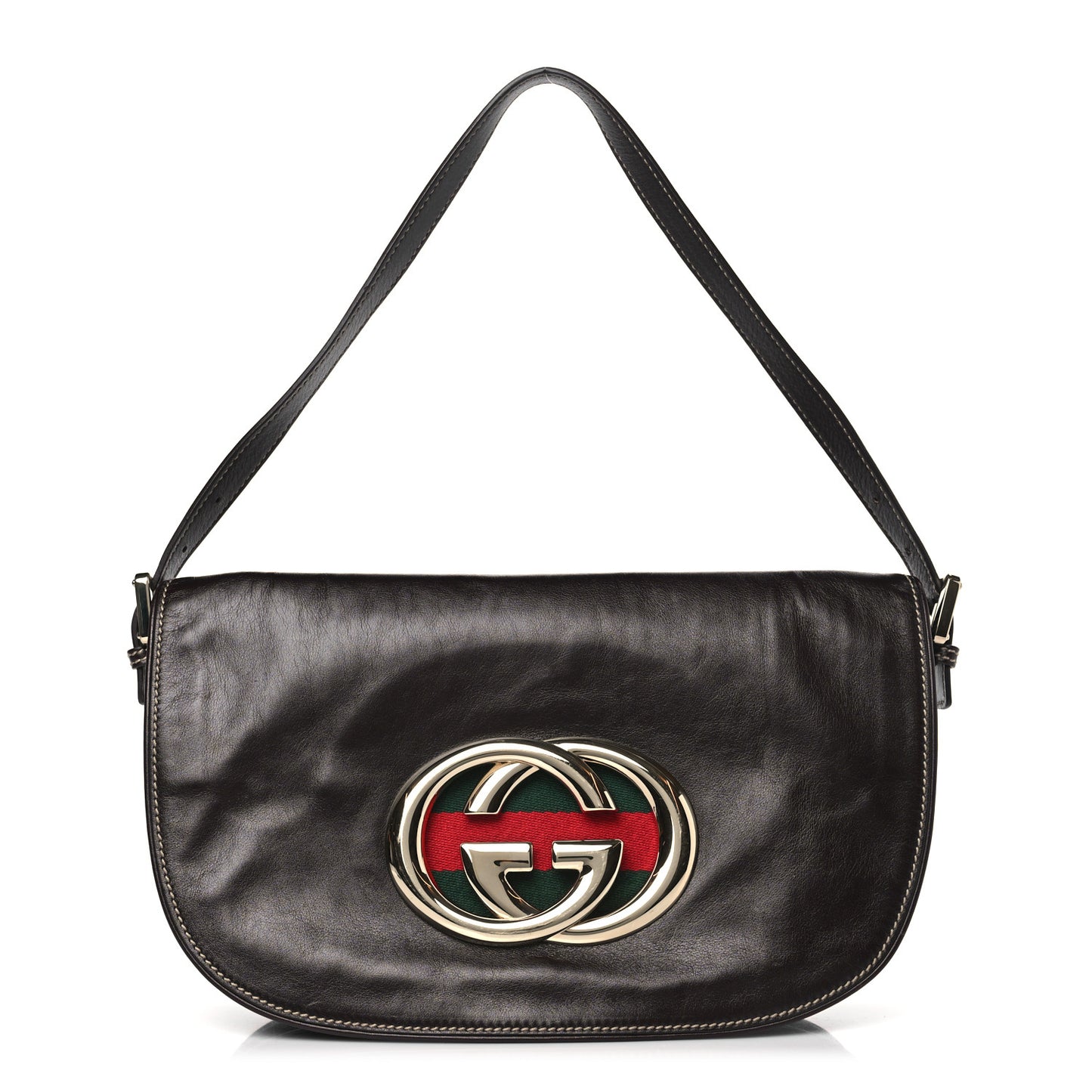 Calfskin Web Small Britt Shoulder Bag Brown