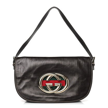 Gucci Calfskin Web Small Britt Shoulder Bag Brown 1 of 9