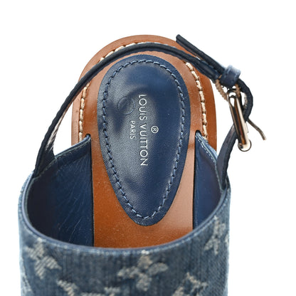 Louis Vuitton Monogram Denim Starboard Flat Thong Sandal 39 Blue 7 of 8