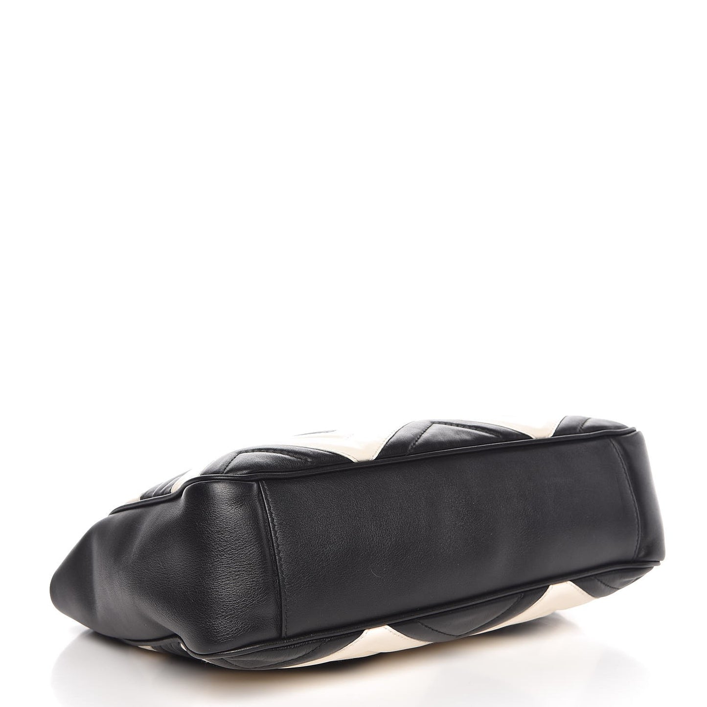 Calfskin Matelasse Medium GG Marmont Open Top Shoulder Bag Black White