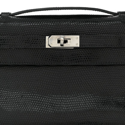 Hermes Lizard Kelly Pochette Clutch Black 8 of 11