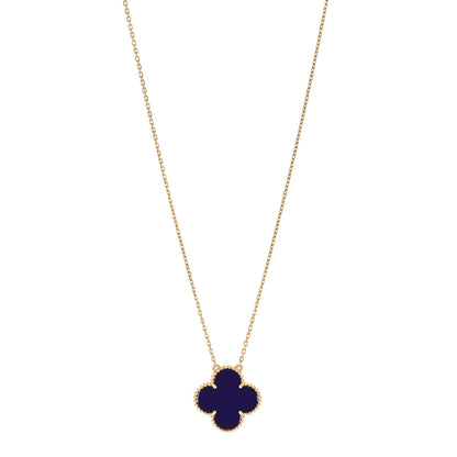 Van Cleef & Arpels 18K Yellow Gold Blue Sevres Porcelain Magic Alhambra Vendome Necklace 1 of 6