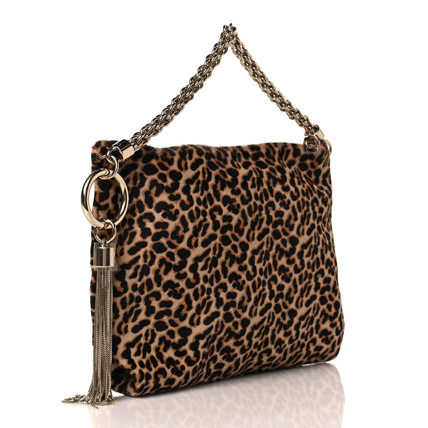 Jimmy Choo Pony Hair Leopard Print Callie Tassel Shoulder Bag Brown 2 of 9