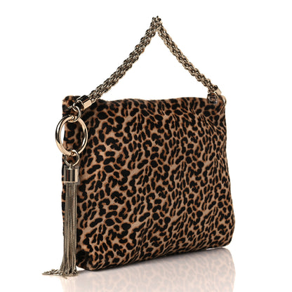 Jimmy Choo Pony Hair Leopard Print Callie Tassel Shoulder Bag Brown 2 of 9