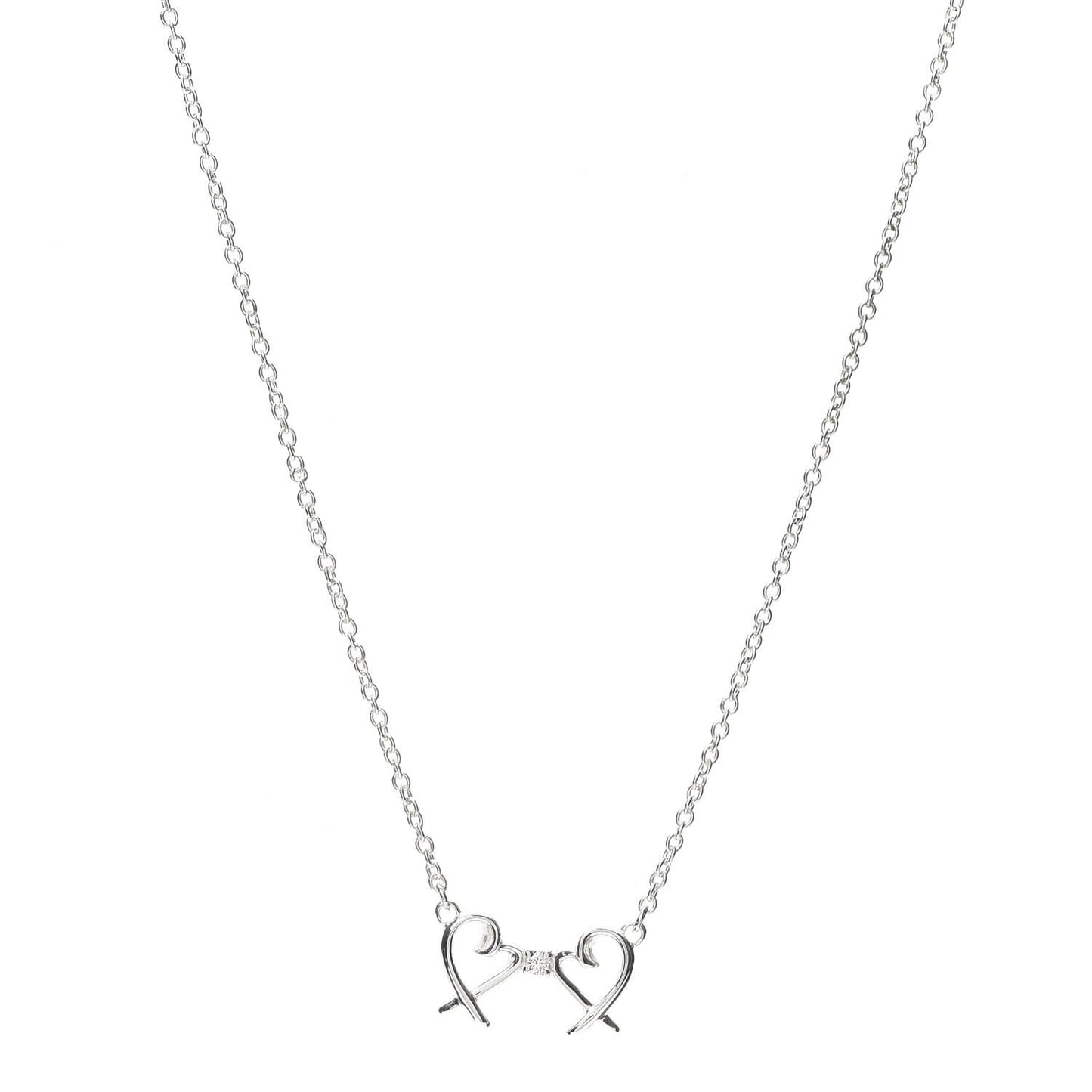 Sterling Silver Diamond Paloma Picasso Double Loving Heart Necklace