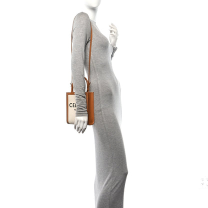 Celine Canvas Calfskin Mini Vertical Cabas Natural Tan 2 of 10