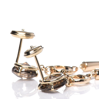 Gucci 18K Yellow Gold Smoky Quartz Horsebit Spike Drop Earrings 3 of 5