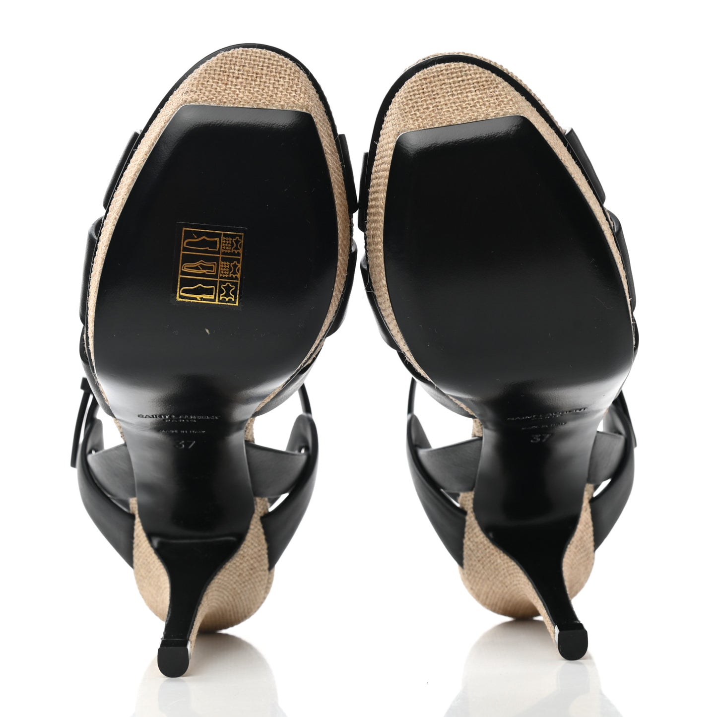 Calfskin Canvas Tribute 75 Platform Sandals 37 Black