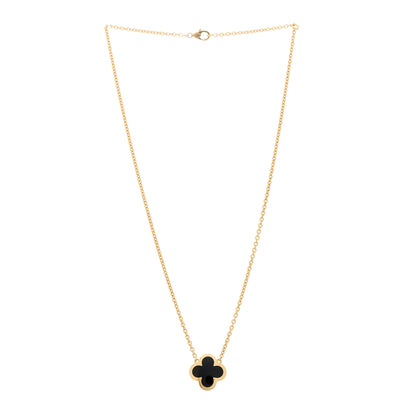 Van Cleef & Arpels 18K Yellow Gold Black Onyx Pure Alhambra Pendant Necklace 3 of 6