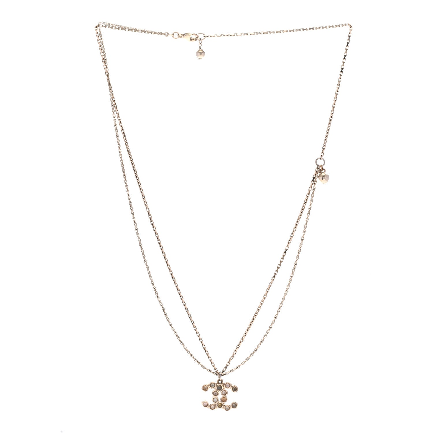 Chanel Poured Glass Multi Strand CC Necklace Gold Multicolor 3 of 5