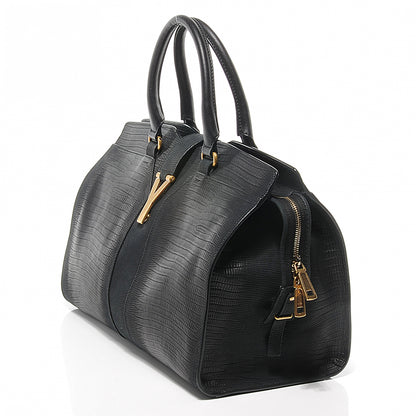 Saint Laurent Leather Lizard Effect Cabas ChYc Medium Black 6 of 8