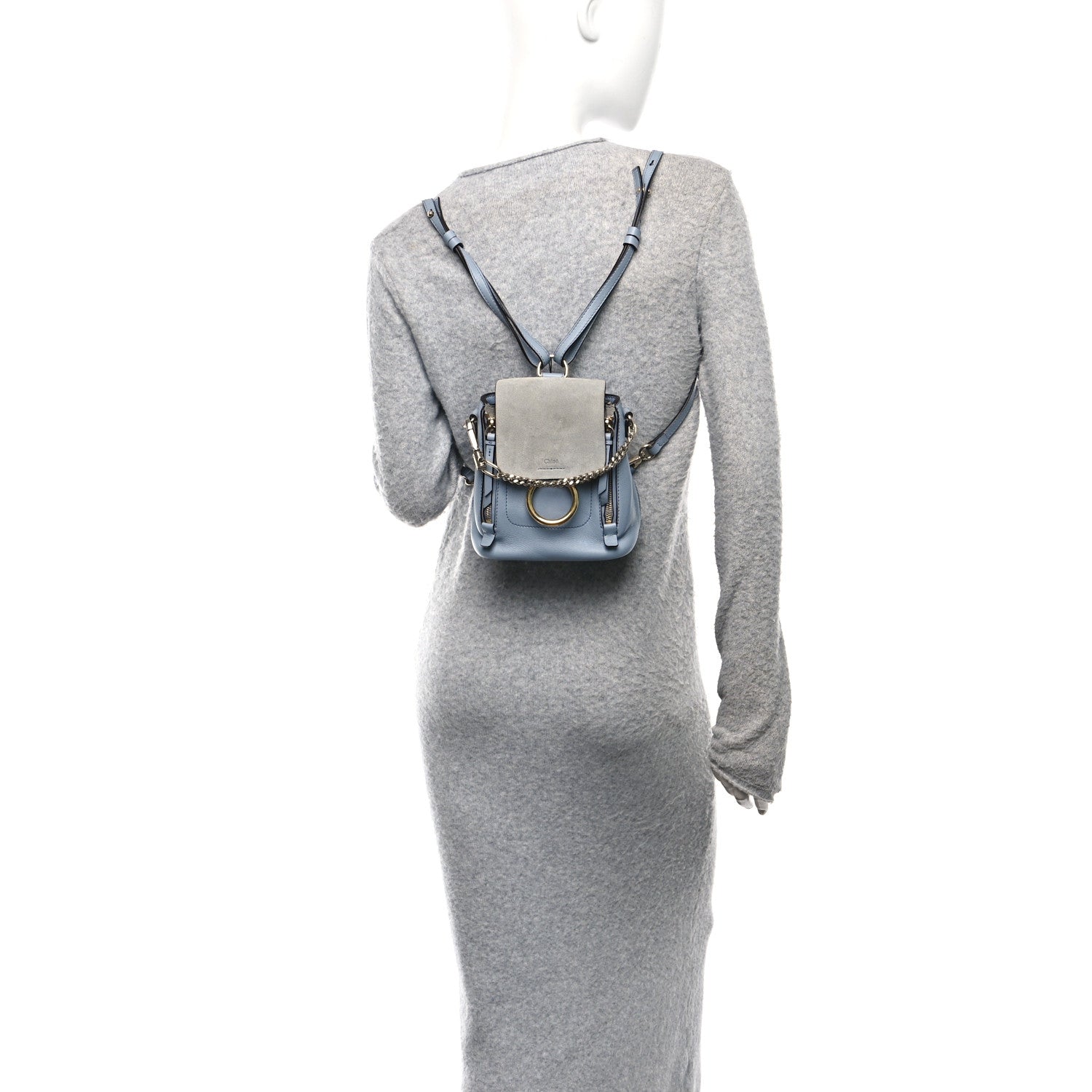 chloe faye mini backpack discontinued Chloe Suede Calfskin Mini Faye Backpack Cloudy Blue 1807231 – FASHIONPHILE