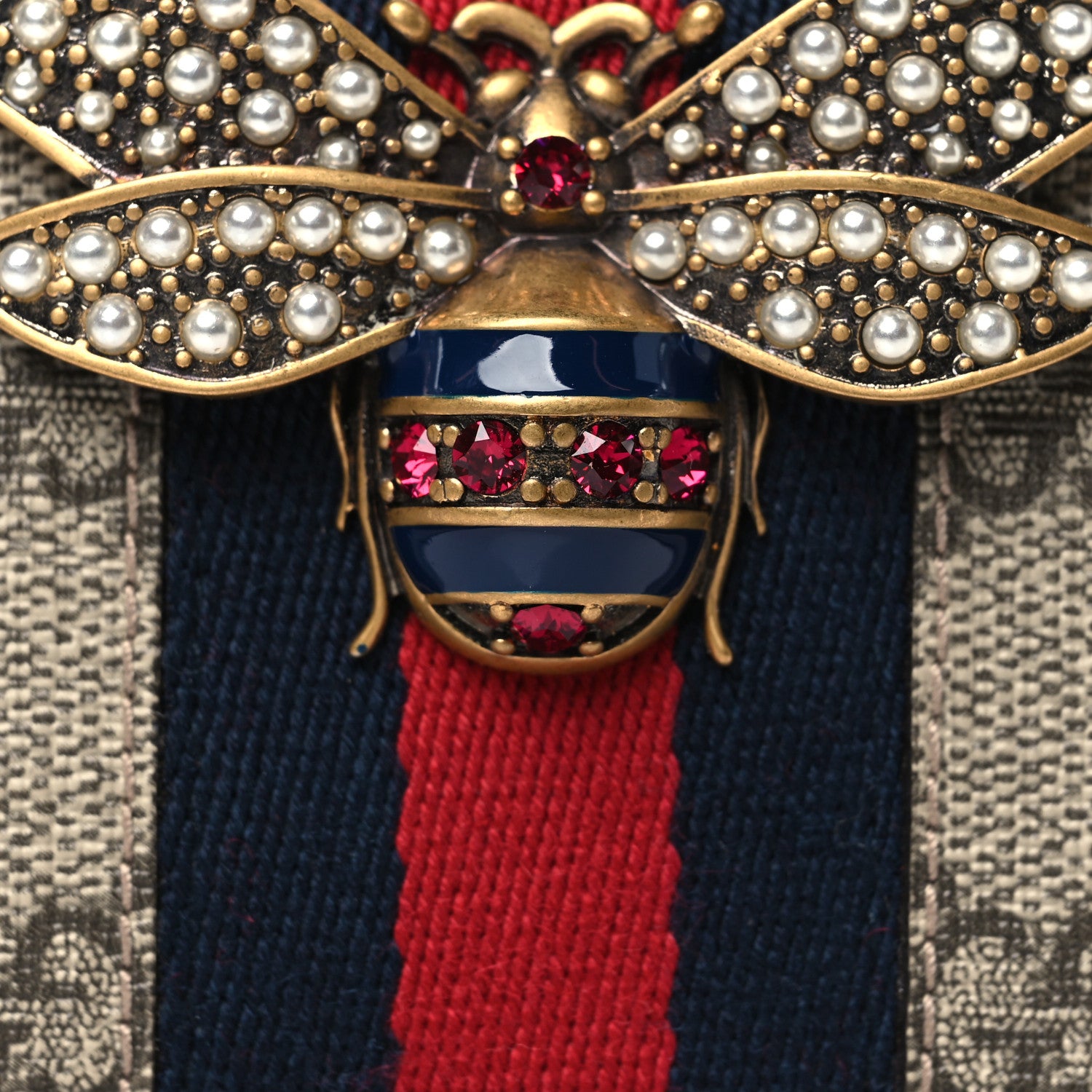 Gucci GG Supreme Monogram Web Queen Margaret Card Case Wallet Red 8 of 8