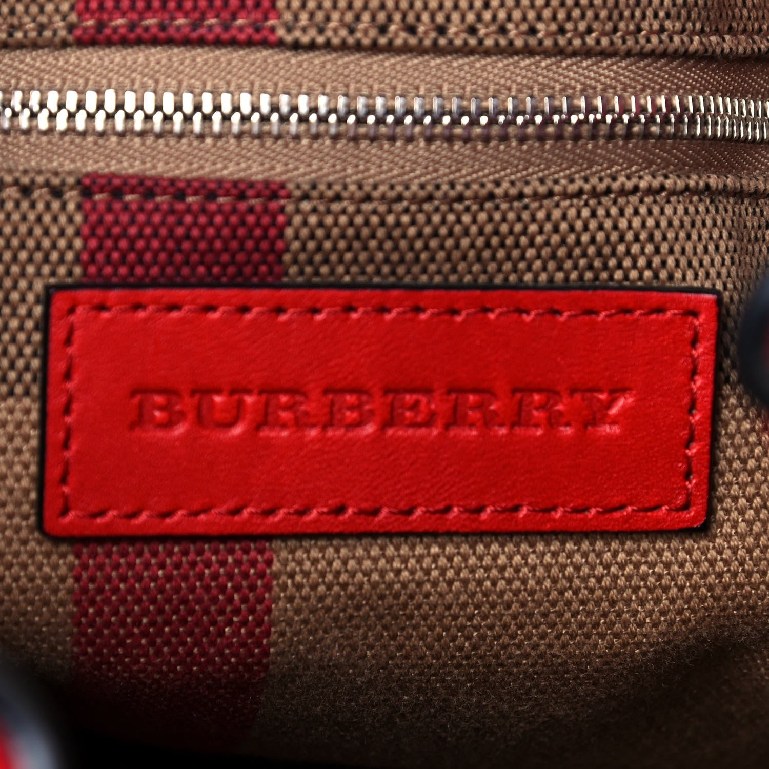 Burberry Grainy Calfskin House Check Small Maidstone Red 6 of 14