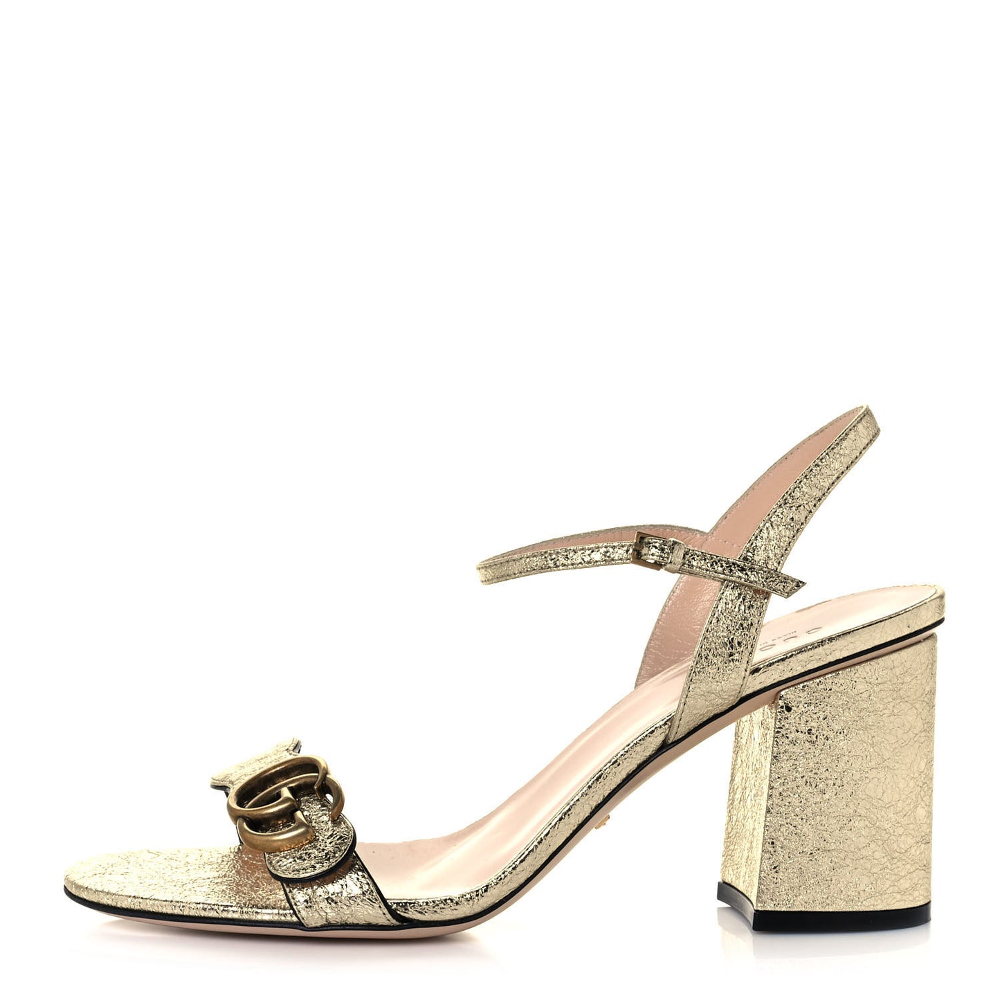 Galassia GG Marmont Ankle Wrap 75mm Sandals 41 Platino