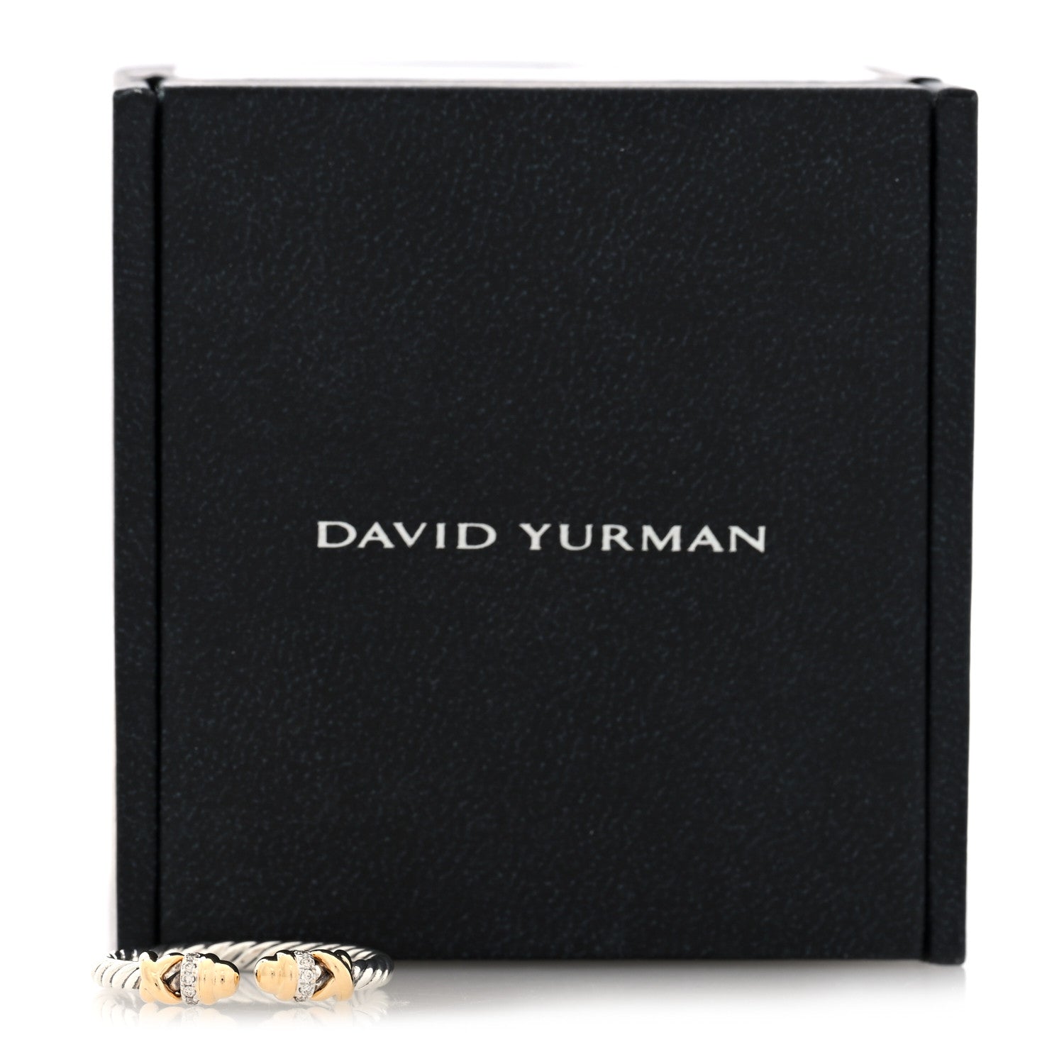David Yurman Sterling Silver 18K Yellow Gold Diamond Petite Helena Ring 56 7.5 4 of 5