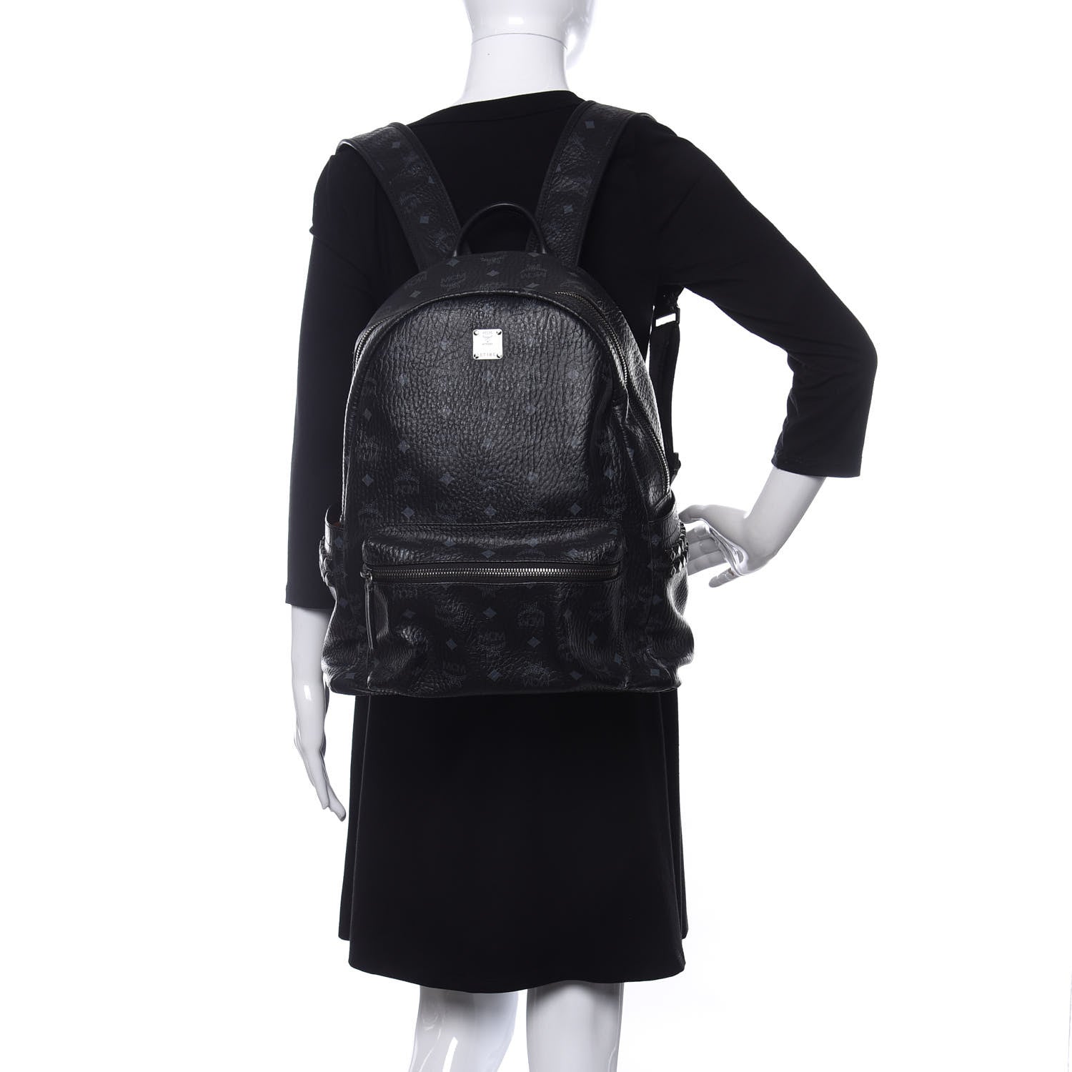 MCM Visetos Medium Side Studs Stark Backpack Black 2 of 10