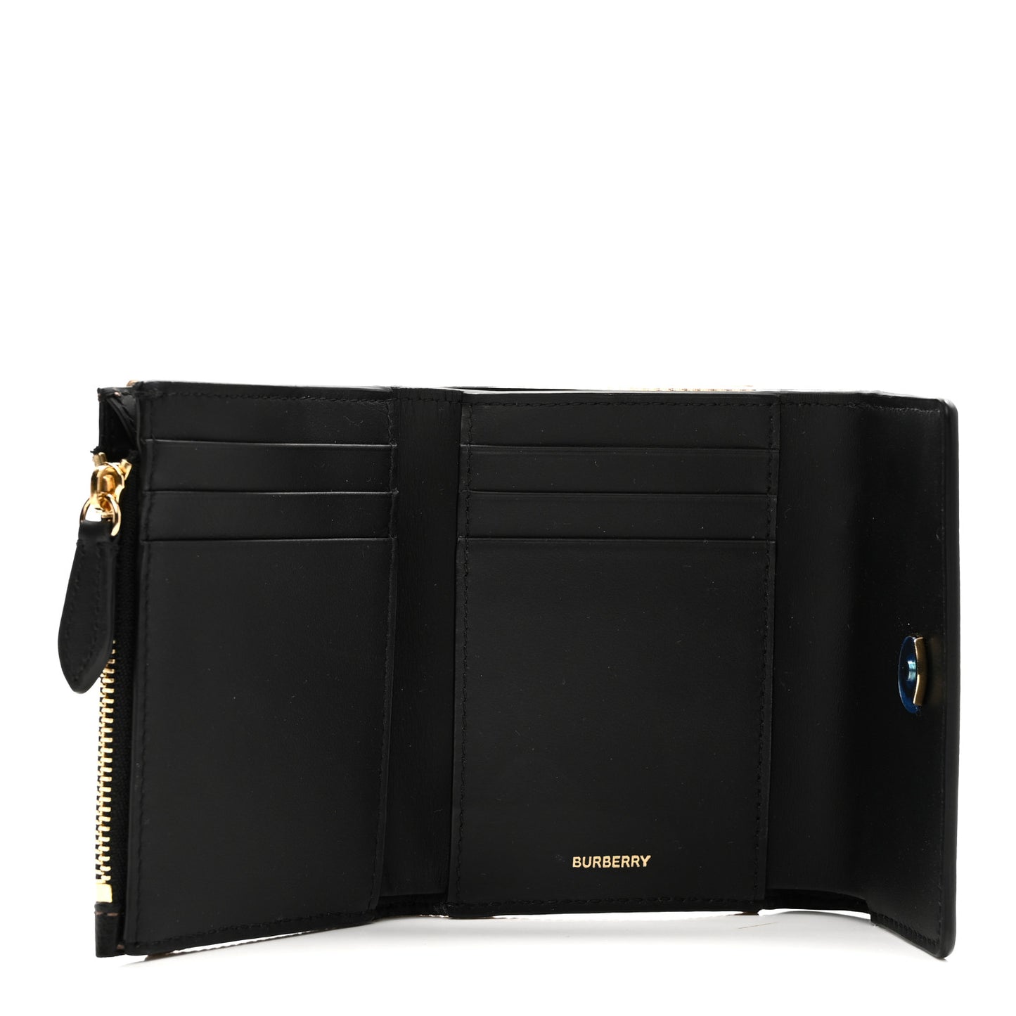 Grainy Calfskin Vintage Check Small Envelope Wallet Black