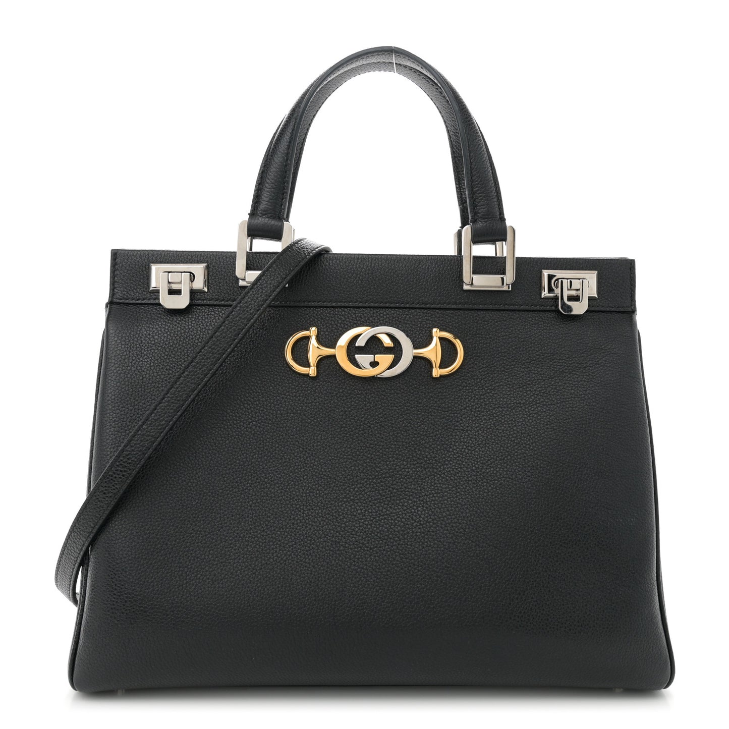 Smooth Calfskin Medium Zumi Top Handle Bag Black