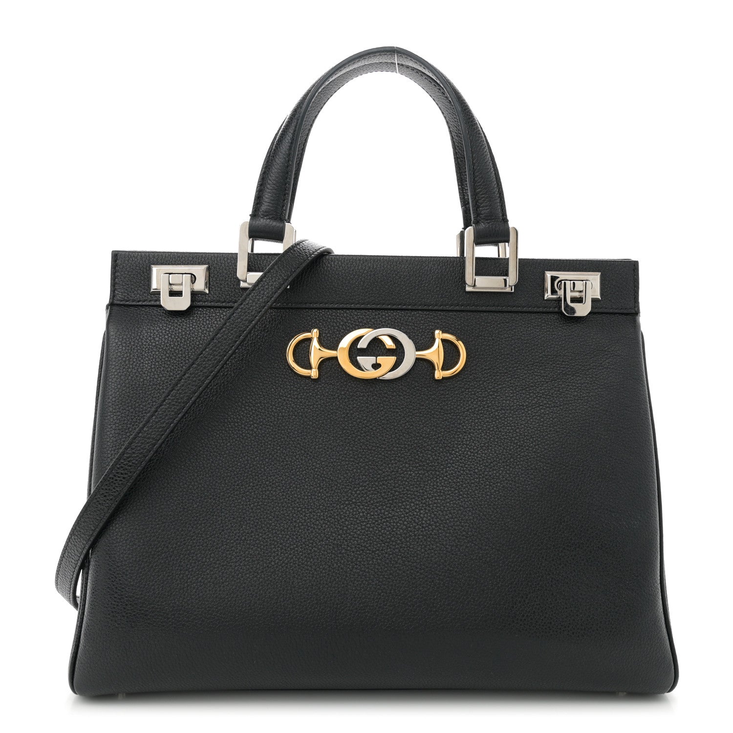 Gucci Smooth Calfskin Medium Zumi Top Handle Bag Black 1 of 10