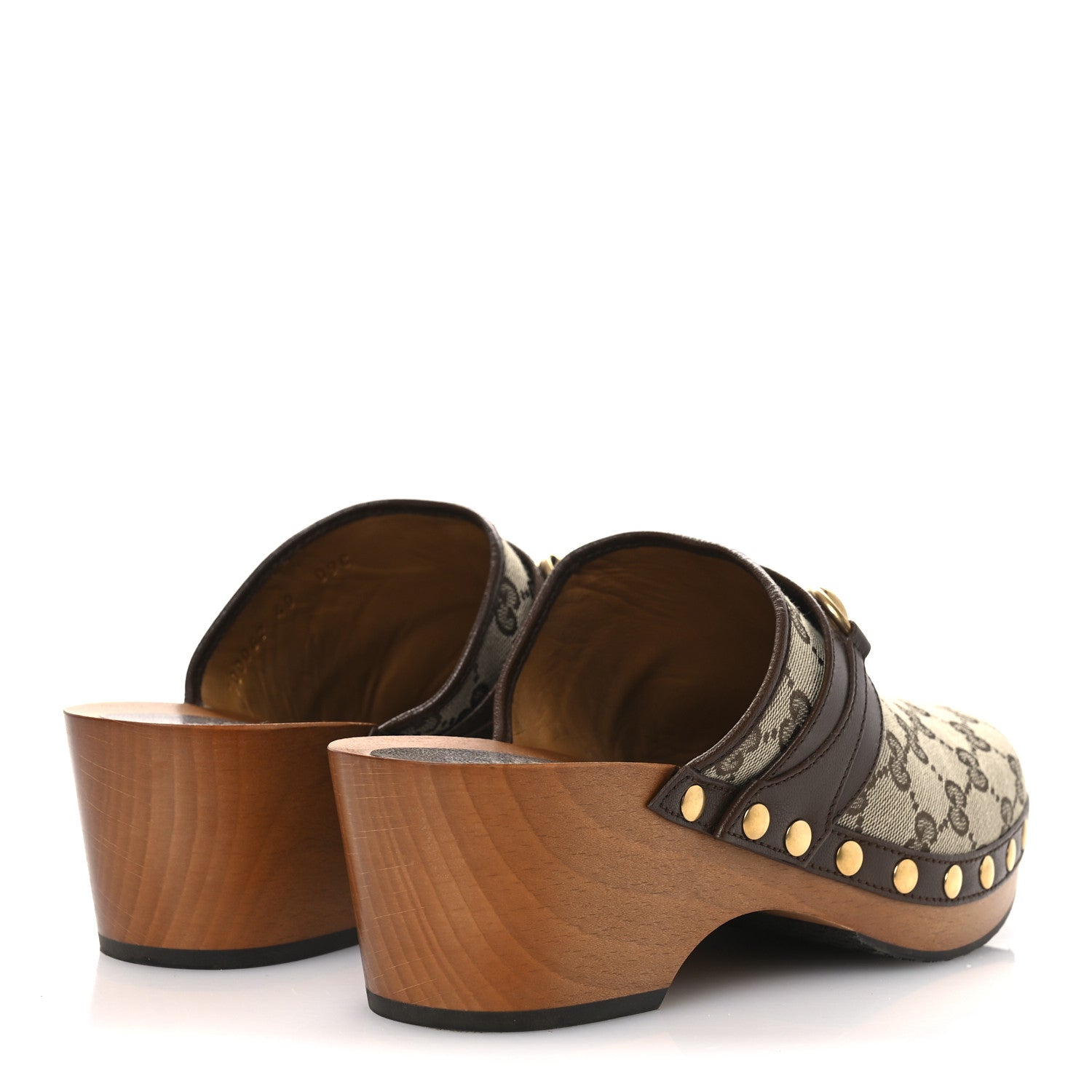 Gucci Monogram Goatskin Horsebit Clog Mules 40 Beige Ebony Brown Sugar 5 of 14
