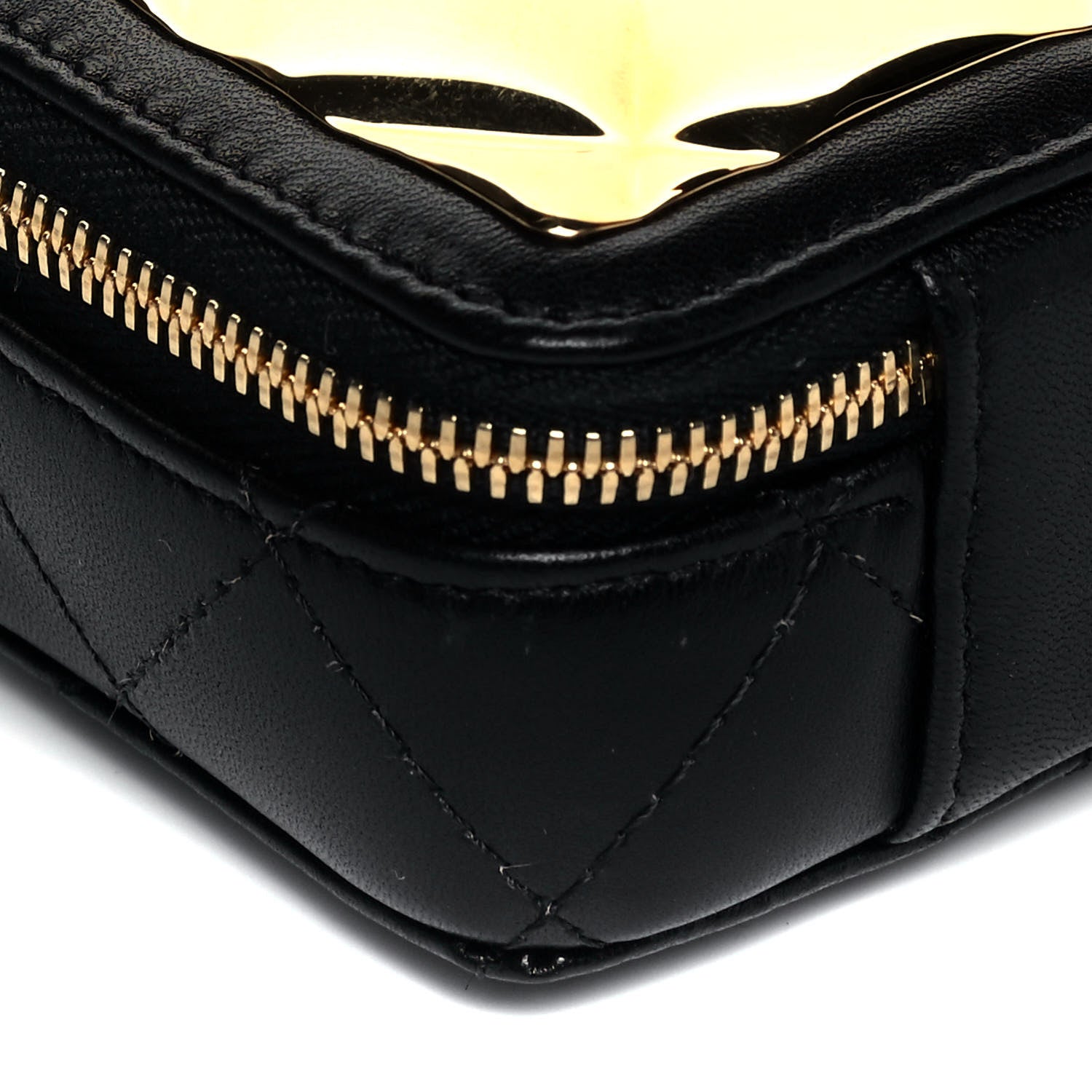 Chanel Lambskin Quilted Mini Golden Plate Clutch With Chain Black 8 of 9